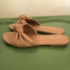 RAYE Tan Knotted Slide Sandals